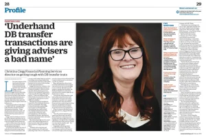 Burnley based Pension specialist interviewed by national press. 1 Christina Clegg Money Making Article
